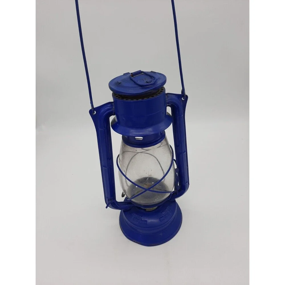 Vintage Meva 865 Blue Parrafin Oil Lamp Czech Republic